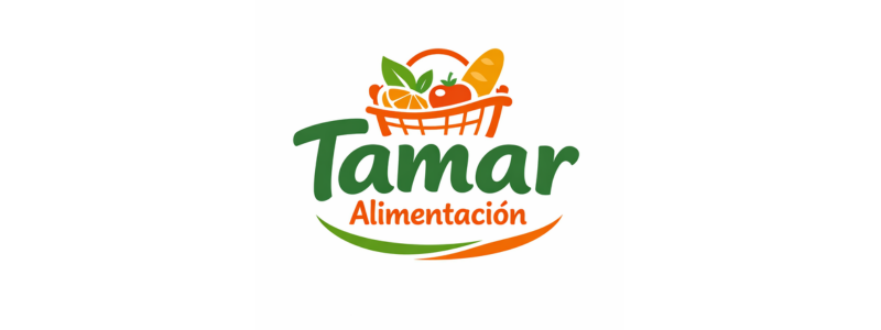 Interior de una tienda de alimentación de barrio moderna, ordenada y muy limpia. En primer plano, una colorida exposición de frutas y verduras frescas en cajas de madera. Iluminación cálida que re